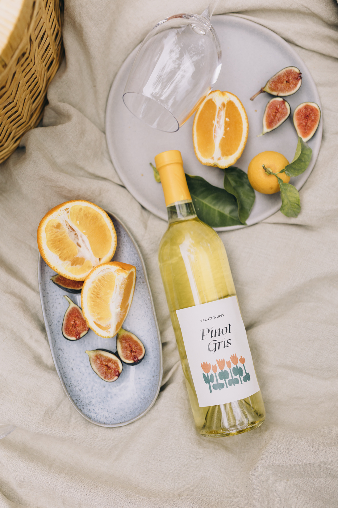 Bottle of Wine and Fruits Flatlay